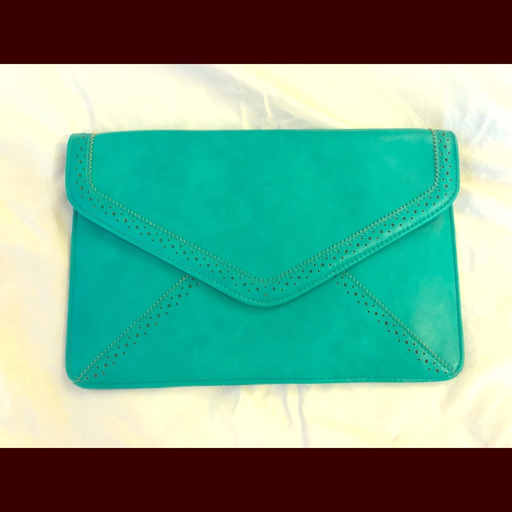 Bright blue/green clutch